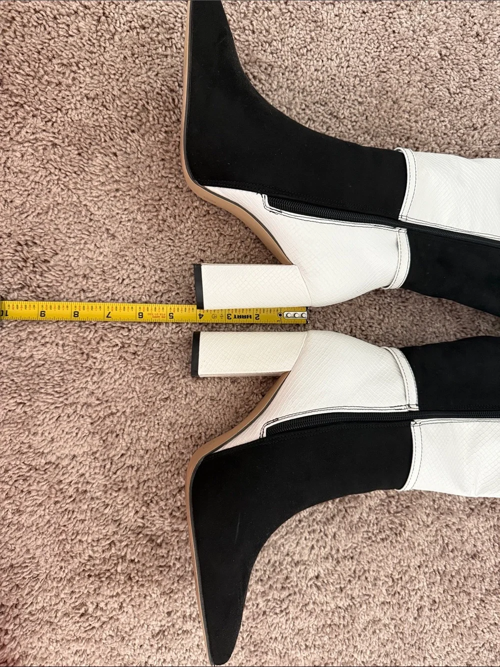 SHEIN Black and White Two-Tone Over-the-Knee Pointed Boots